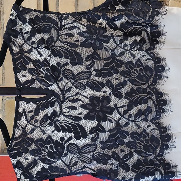 NWT Uttam Boutique (UK brand) Cocktail dress, size M (US 6), black and cream - Picture 5 of 11